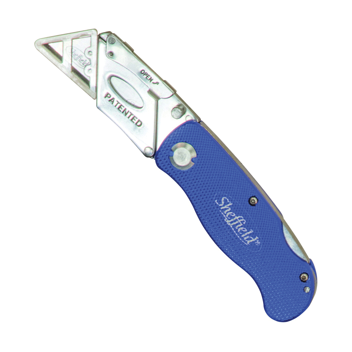 12113 Utility Knife, 2-1/2 in L Blade, Stainless Steel Blade, Textured Handle, Blue Handle