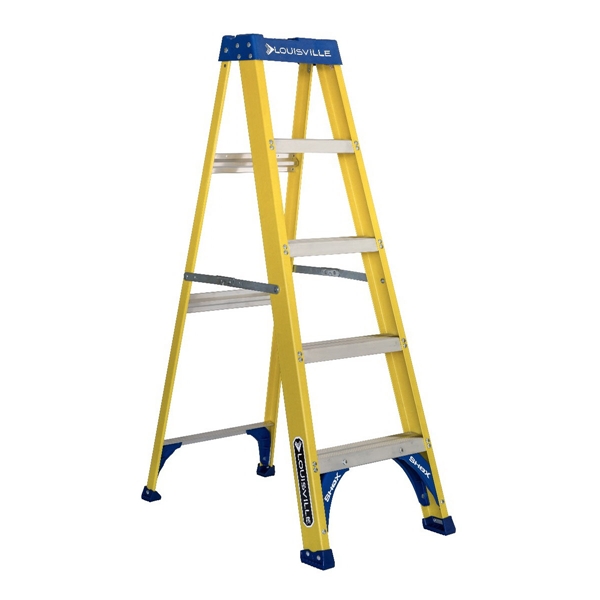 Louisville FS2005  5 ft. Step Ladder, 113 in. Max Reach, 4-Step, 250 lb, Type I Duty Rating, Fiberglass