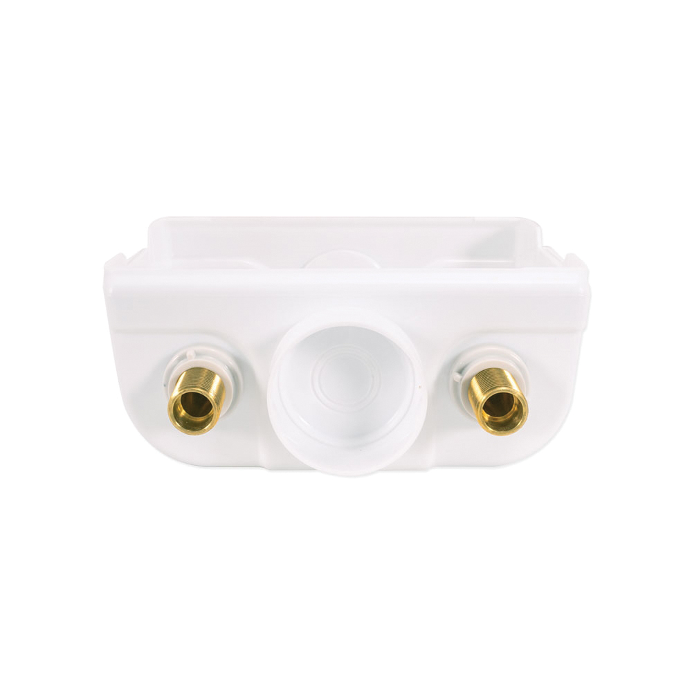 EASTMAN 60248 Washing Machine Outlet Box, 1/2, 3/4 in Connection, Brass, White - 2