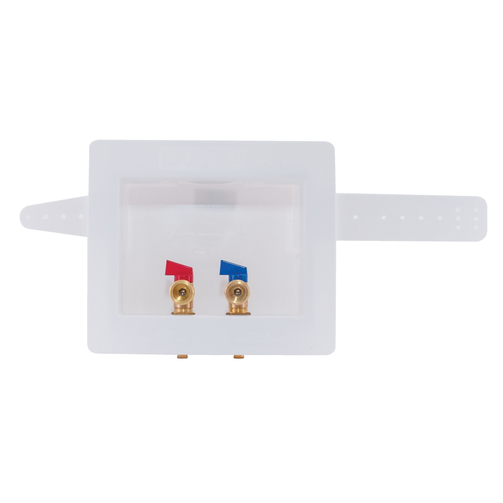 60245 Washing Machine Outlet Box, 1/2, 3/4 in Connection, Brass