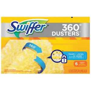 16944 Duster Refill, 4 in L Handle, Microfiber Cloth Head, Plastic Handle, Yellow, 6 Pk