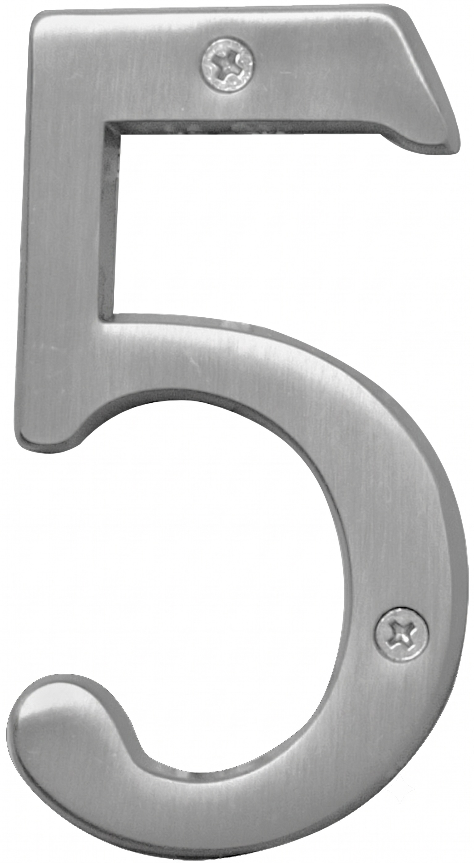 Prestige Series BR-43SN/5 House Number, Character: 5, 4 in H Character, Nickel Character, Brass