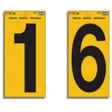 RV-75/0 Reflective Sign, Character: 0, 5 in H Character, Black Character, Yellow Background, Vinyl