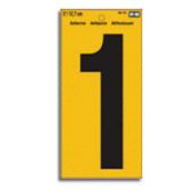 RV-75/1 Reflective Sign, Character: 1, 5 in H Character, Black Character, Yellow Background, Vinyl