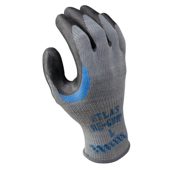 330S-07.RT Work Gloves, S, Reinforced Crotch Thumb, Knit Wrist Cuff, Natural Rubber Coating, Black/Gray