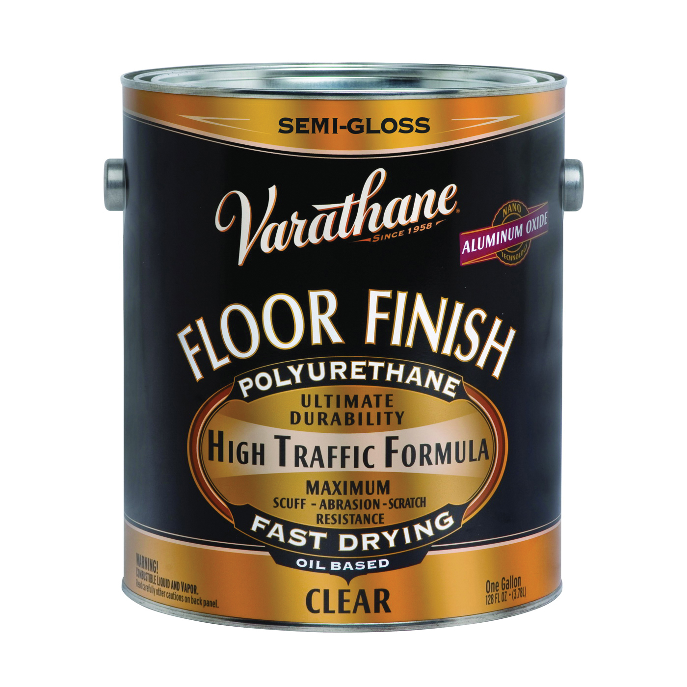 130131 Premium Polyurethane Floor Finish, Semi-Gloss, Liquid, Crystal Clear, 1 gal, Can