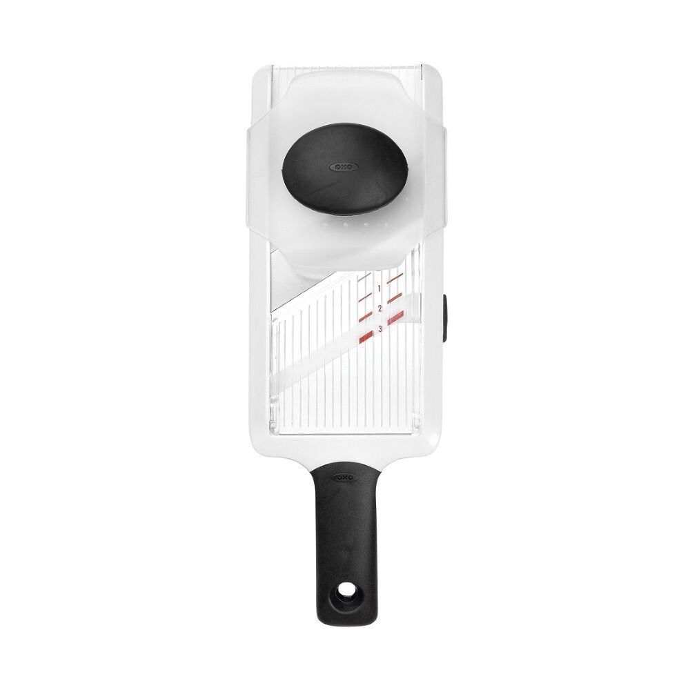 1119100V4 Mandoline Slicer, Stainless Steel Blade, Plastic Handle, White, Dishwasher Safe: Yes