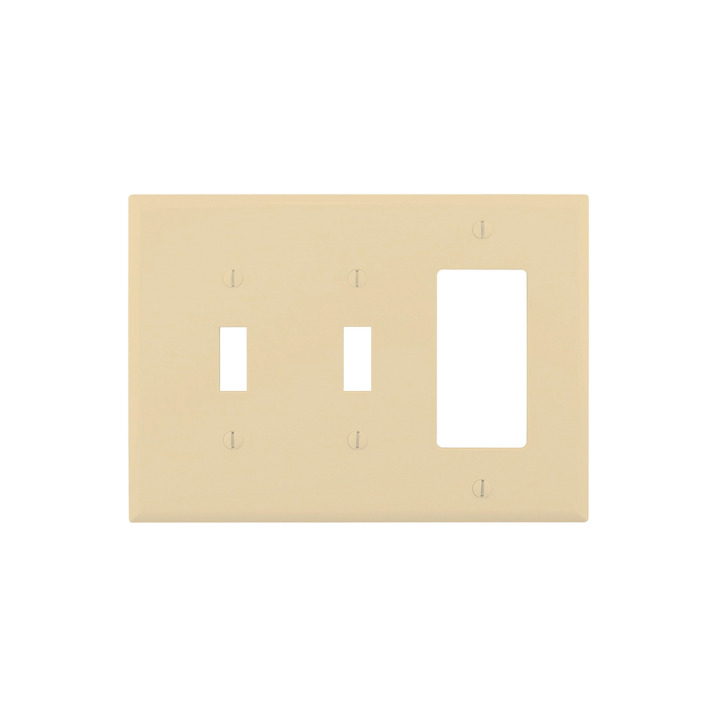 Wiring Devices PJ226V Combination Wallplate, 4-7/8 in L, 6-3/4 in W, Mid, 3-Gang, Polycarbonate, Ivory, High-Gloss