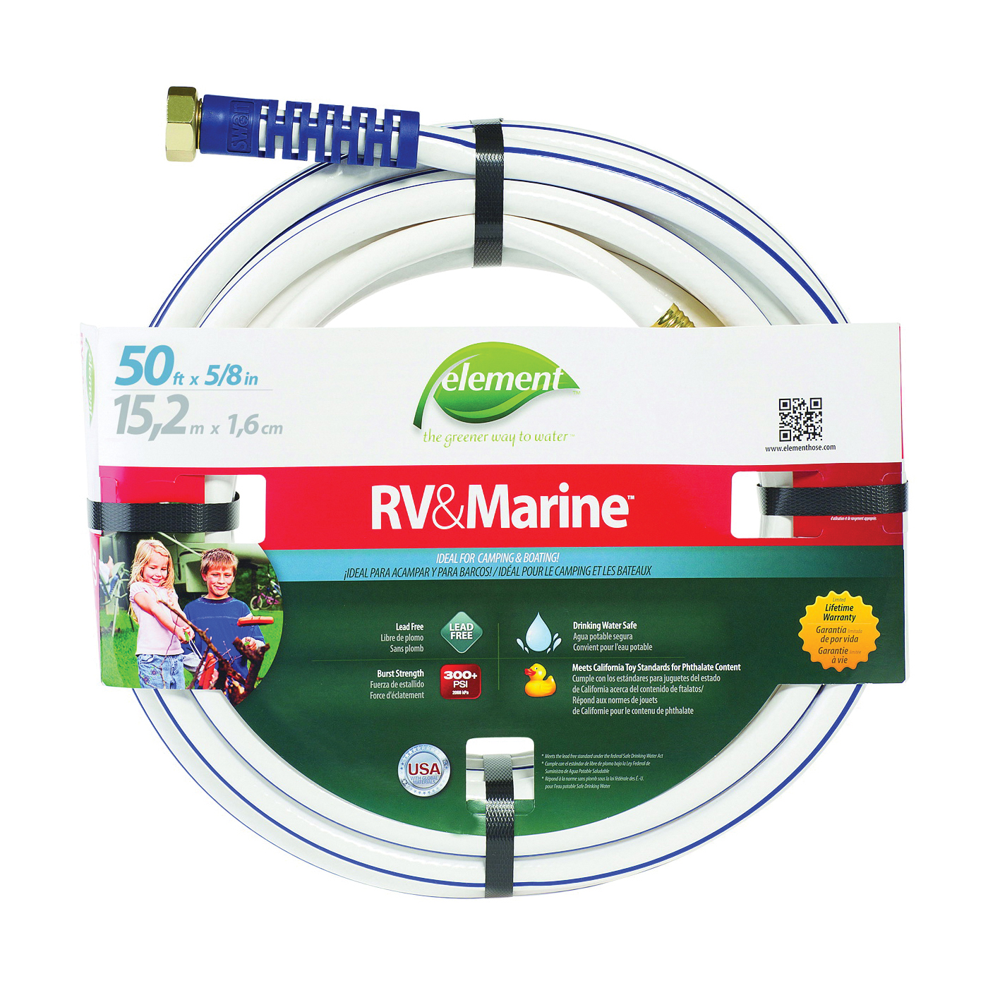 MRV58050 Water Hose, 5/8 in ID, 50 ft L, White