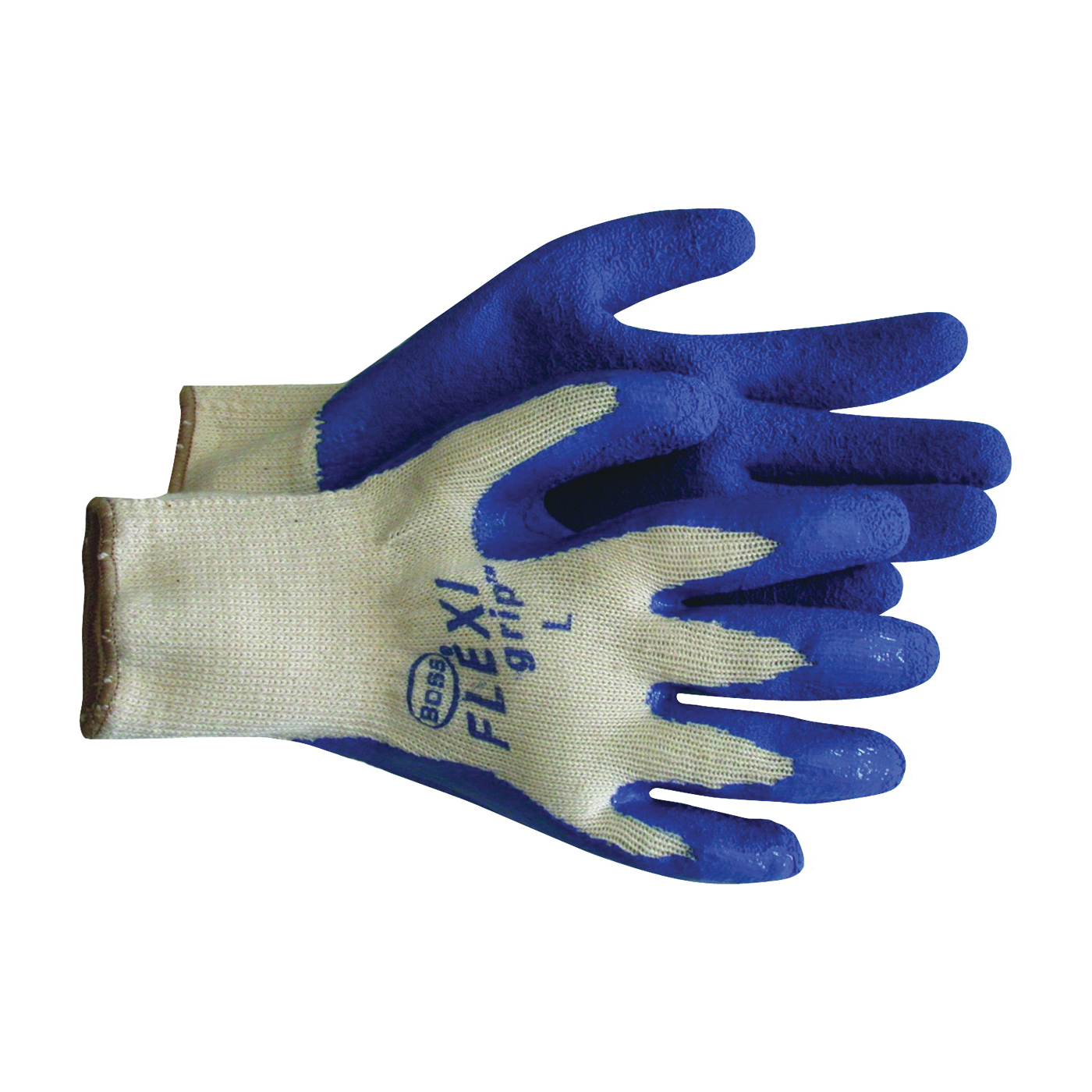 8426M Ergonomic Protective Gloves, M, Knit Cuff, Latex Coating, Cotton/Polyester Glove, Blue