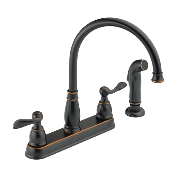 Windemere Series 21996LF-OB Kitchen Faucet, 1.8 gpm, 2-Faucet Handle, Plastic, Oil Rubbed Bronze, Deck Mounting