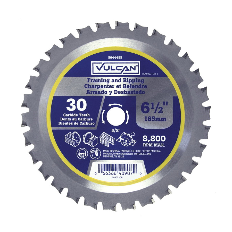 409071OR Circular Saw Blade, 6-1/2 in Dia, 5/8 and 13/16 Diamond in Arbor