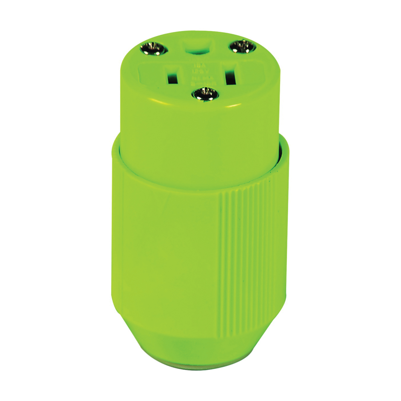 BP3487-4GN Electrical Connector, 2-Pole, 15 A, 125 V, NEMA: NEMA 5-15R, Fluorescent Green