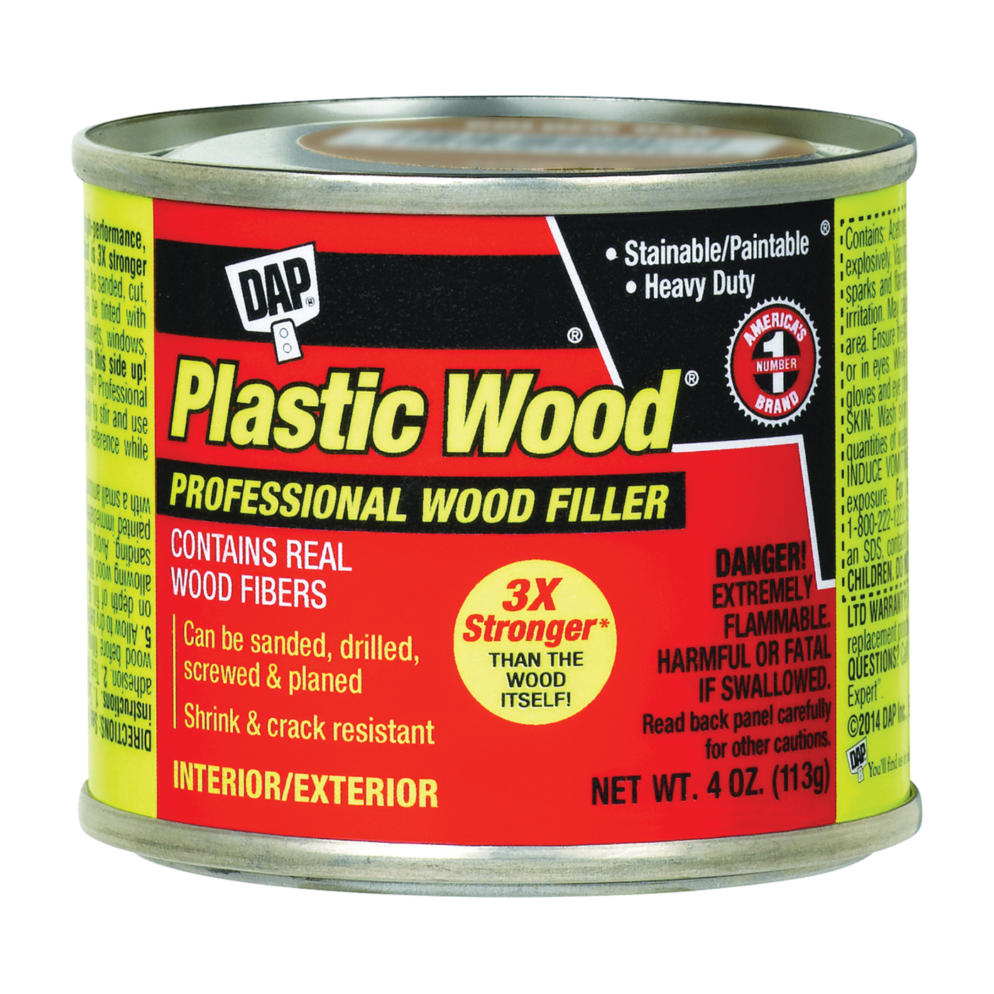 21412 Wood Filler, Paste, Strong Solvent, White, 4 oz