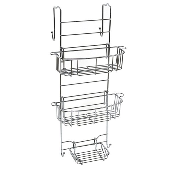 Zenna Home E7803SS Door Caddy, 2-Shelf, Steel, Chrome, 12-1/4 in OAW, 22-3/4 in OAH, 9 in OAD - 2