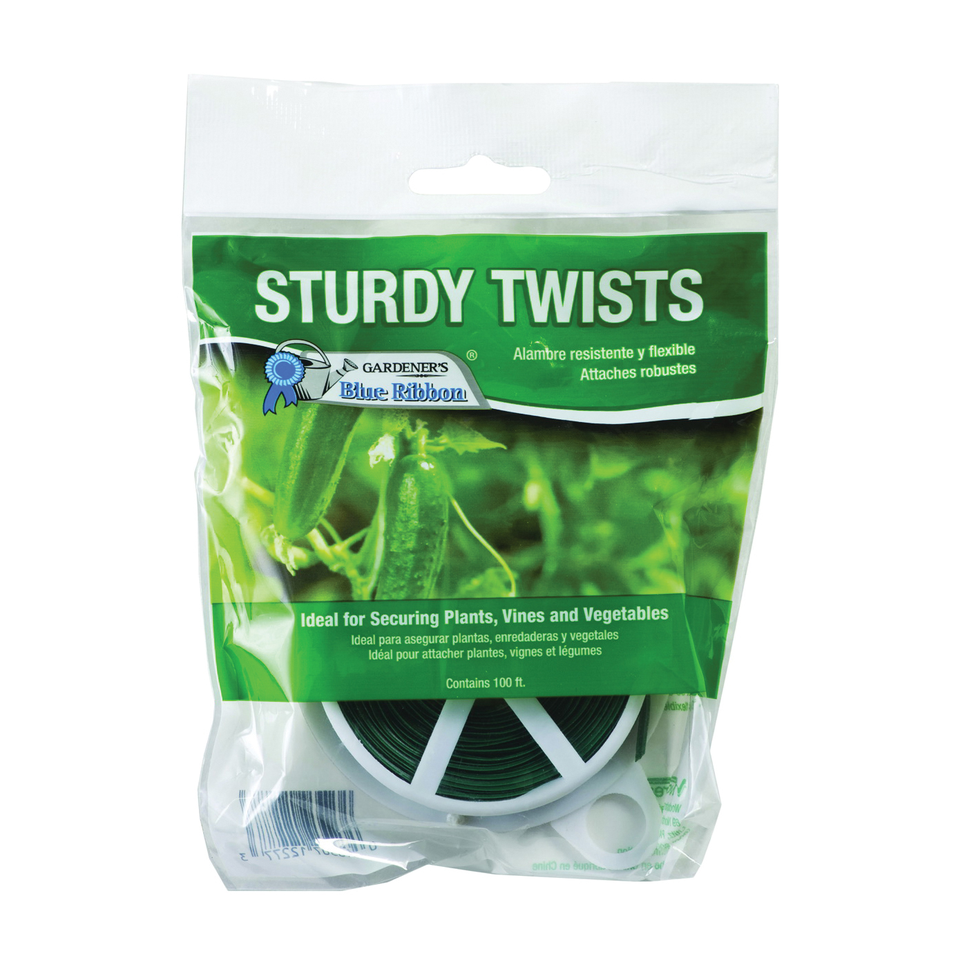 T001B Plant Twist Tie, 100 ft L, Plastic, Green