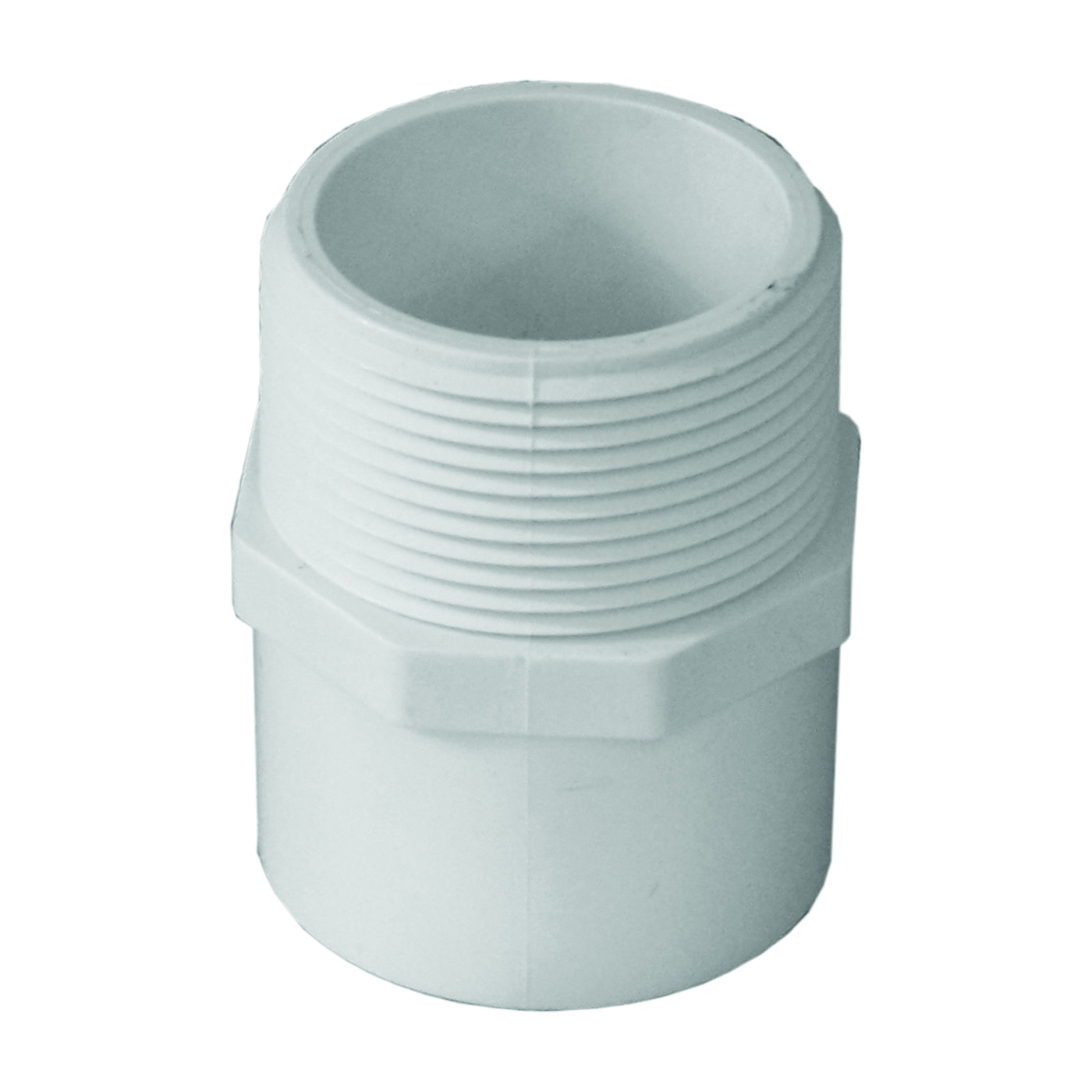 300 Series 30454 Reducing Pipe Adapter, 1-1/2 x 1-1/4 in, Slip x MIP, PVC, White, SCH 40 Schedule
