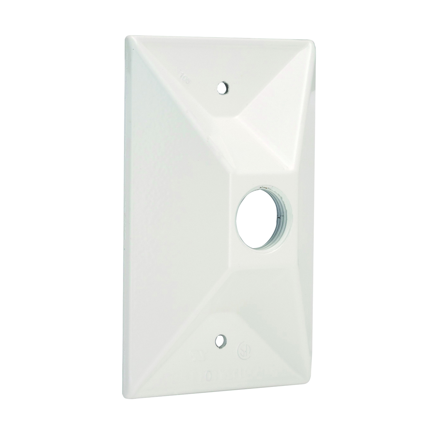 Hubbell 5186-6 Cluster Cover, 4-19/32 in L, 2-27/32 in W, Rectangular, Zinc (Metal), White, Powder-Coated