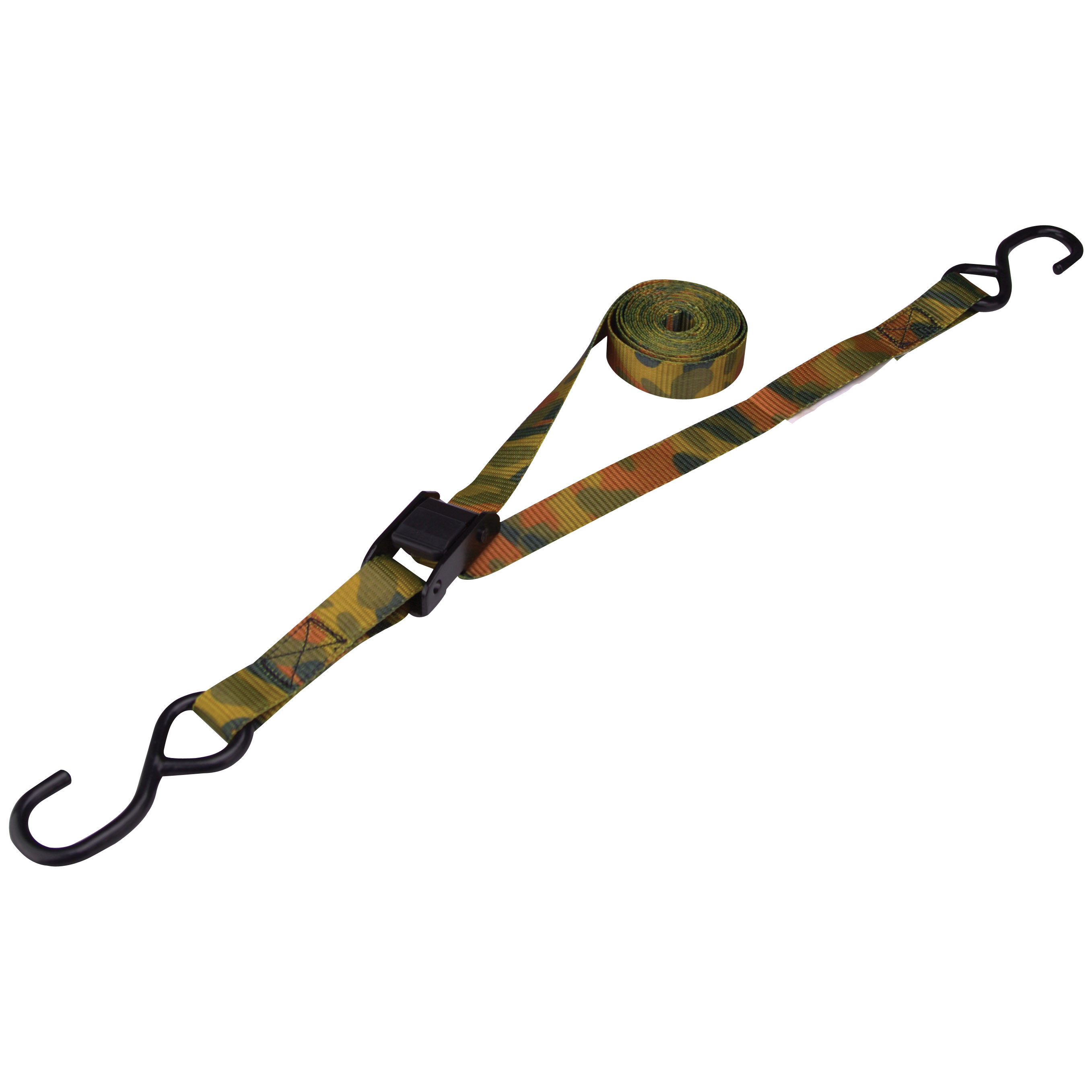 ProSource FH64068 Tie-Down, 1 in W, 10 ft L, Metal/Polyester, Camouflage, 400 lb, S-Hook End Fitting, Steel End Fitting