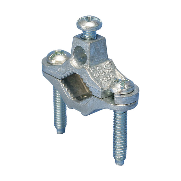 ZWP1J Pipe Clamp, Clamping Range: 1/2 to 1 in, 10 to 6 AWG Wire, Zinc