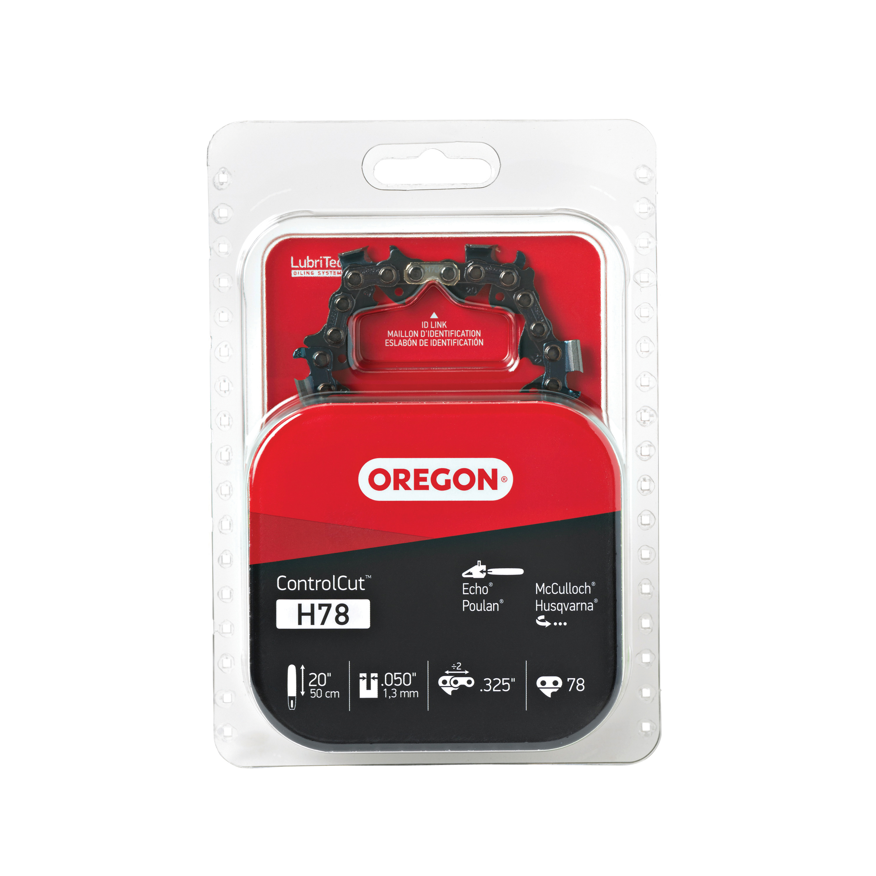 H78 Chainsaw Chain, 20 in L Bar, 0.05 in, 0.325 in TPI/Pitch, 78-Link