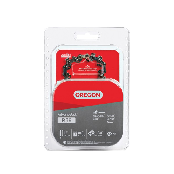 Oregon Micro-Lite R56 Chainsaw Chain, 16 in L Bar, 0.043 Gauge, 3/8 in TPI/Pitch, 56-Link - 1