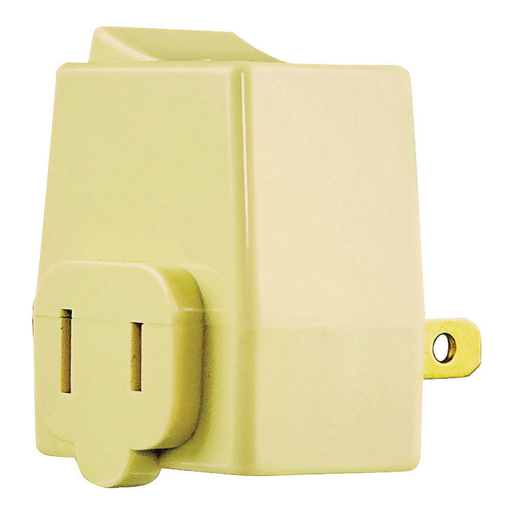BP4404V Polarized Plug-In Switch, 2-Pole, 15 A, 120 V, 1-Outlet, Ivory