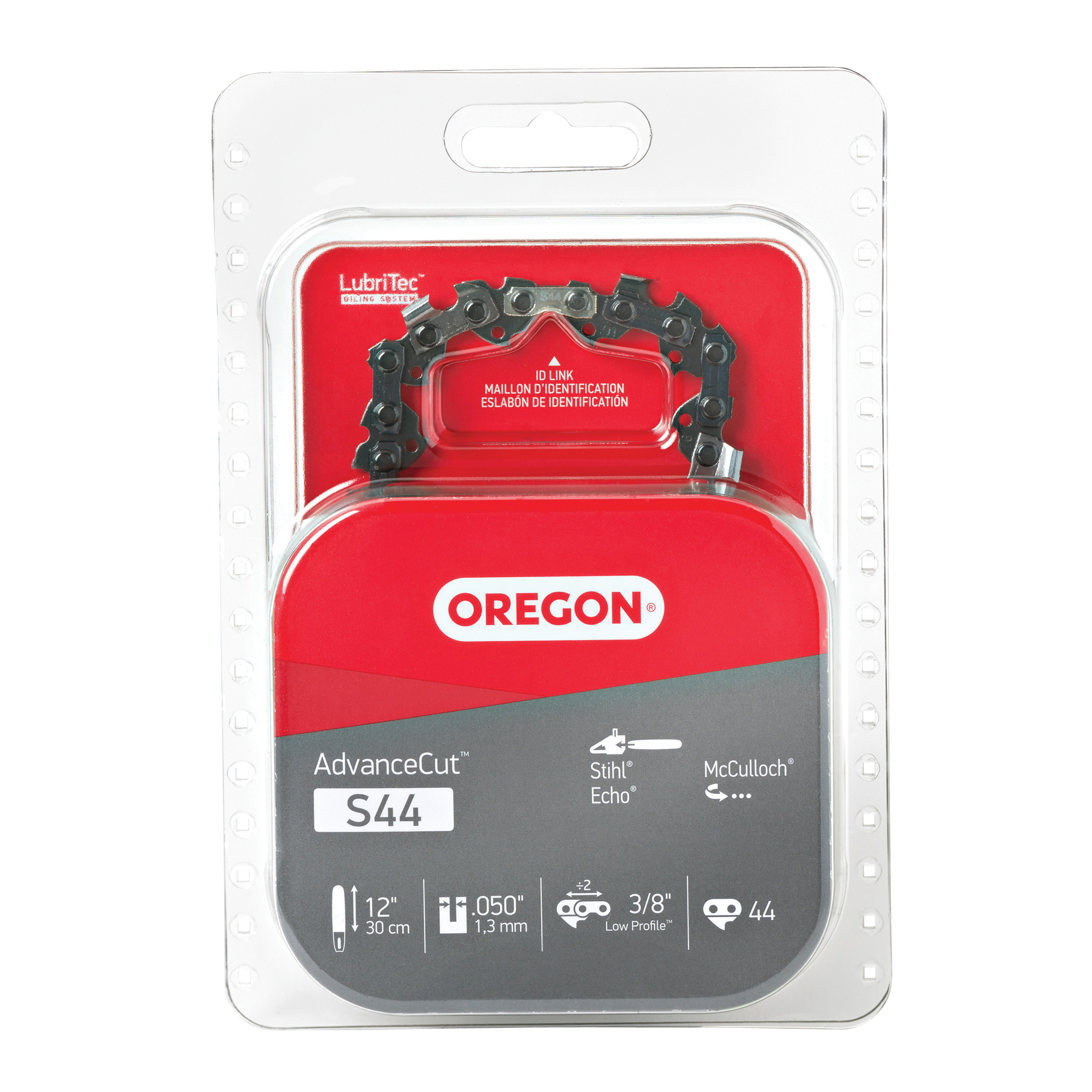 S44 Chainsaw Chain, 12 in L Bar, 0.05 in, 3/8 in TPI/Pitch, 44-Link