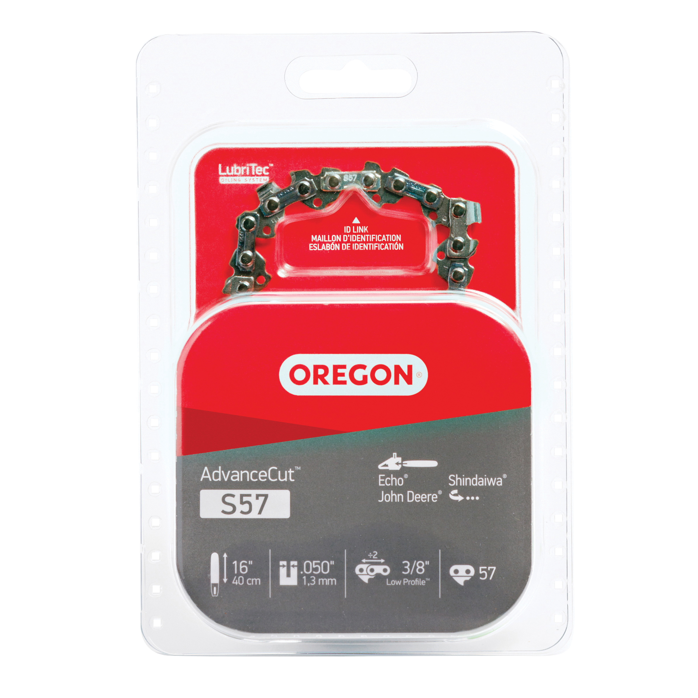 S57 Chainsaw Chain, 16 in L Bar, 0.05 in, 3/8 in TPI/Pitch, 57-Link