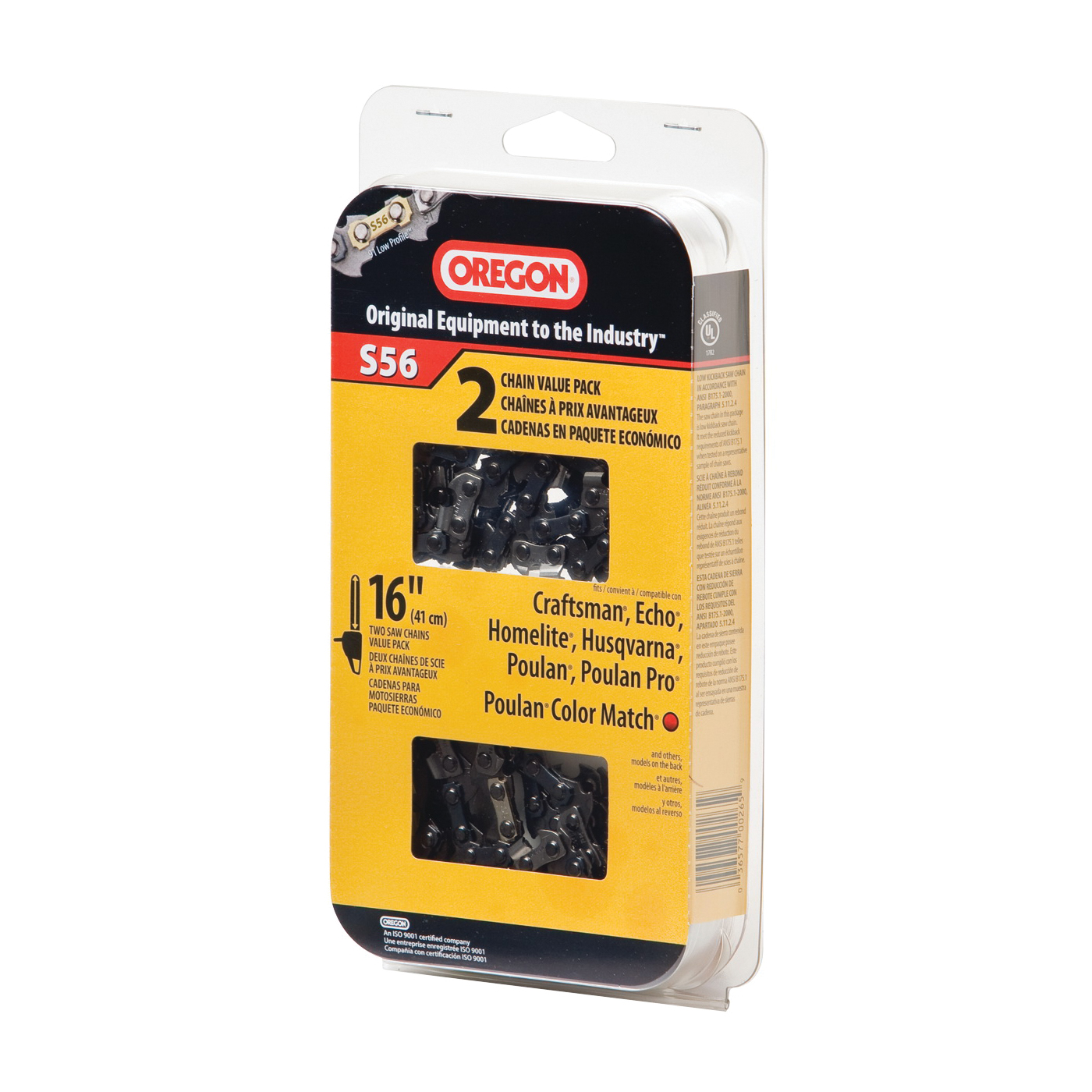 S56T Chainsaw Chain, 16 in L Bar, 0.05 Gauge, 3/8 in TPI/Pitch, 56-Link