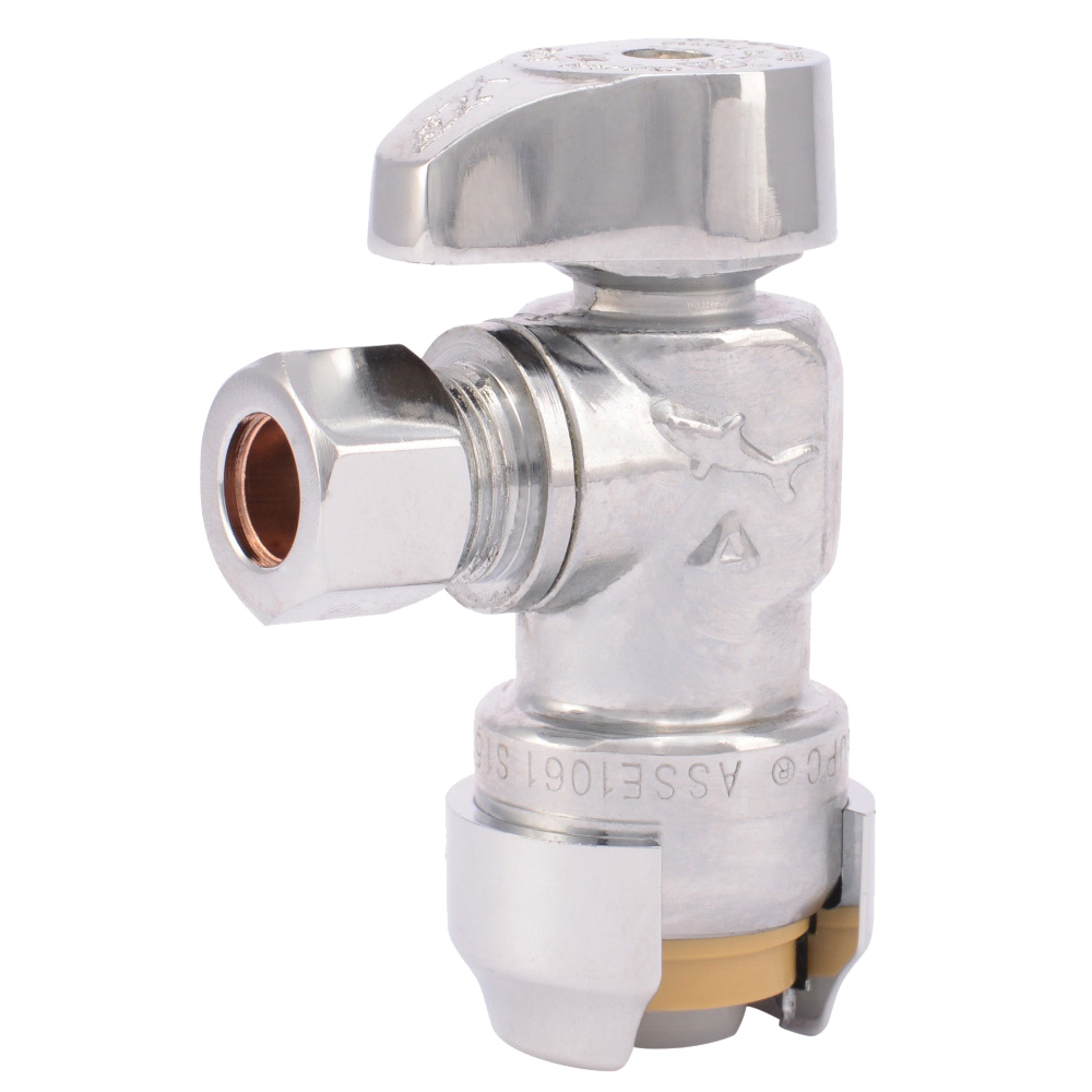 23036-0000LF Stop Valve, 1/2 x 3/8 in Connection, Compression, 200 psi Pressure, Brass Body
