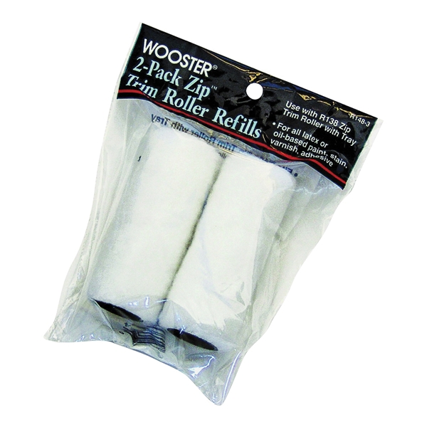 R148-3 Mini Trim Roller Refill, 3/16 in Thick Nap, 3 in L, Fabric Cover