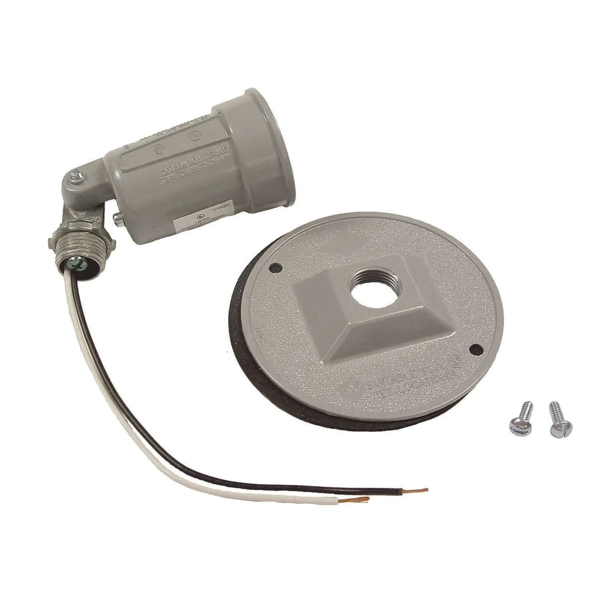 5624-0 Cover, 3-21/64 in L, 4-1/8 in W, Round, Aluminum, Gray, Powder-Coated
