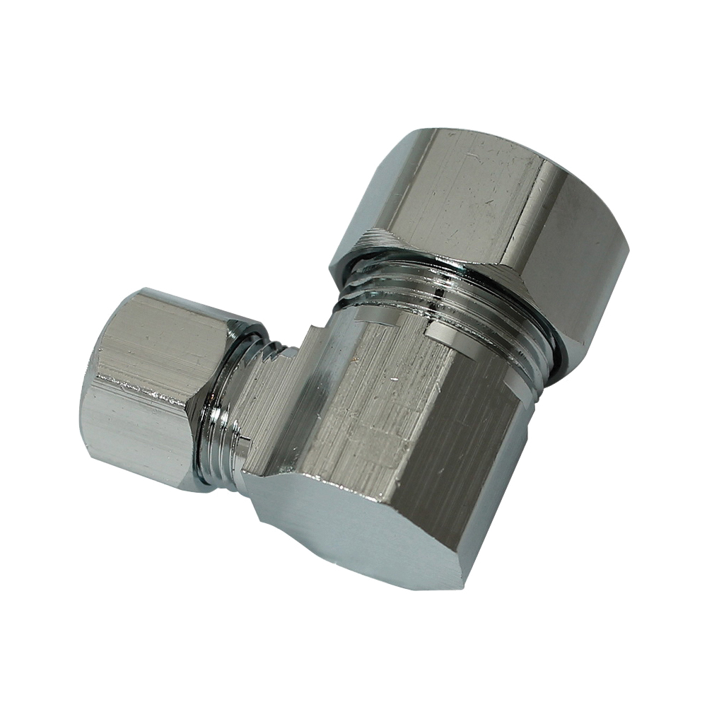 PP78PCLF Angle Connector, 1/2 x 3/8 in, Copper x OD, Brass, Chrome-Plated