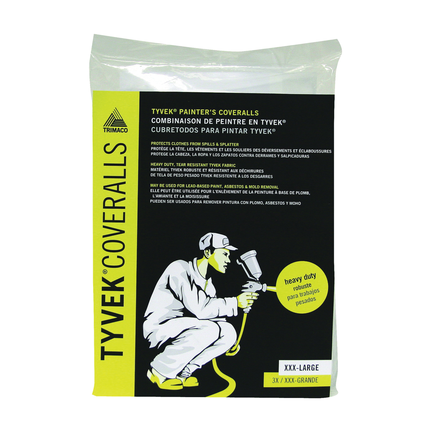 14125 Professional Painter's Coverall, 3XL, Zipper Closure, Tyvek, White