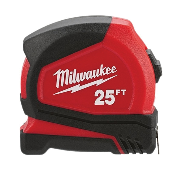 48-22-6625 Tape Measure, 25 ft L Blade, 1 in W Blade, Steel Blade, ABS Case, Black/Red Case