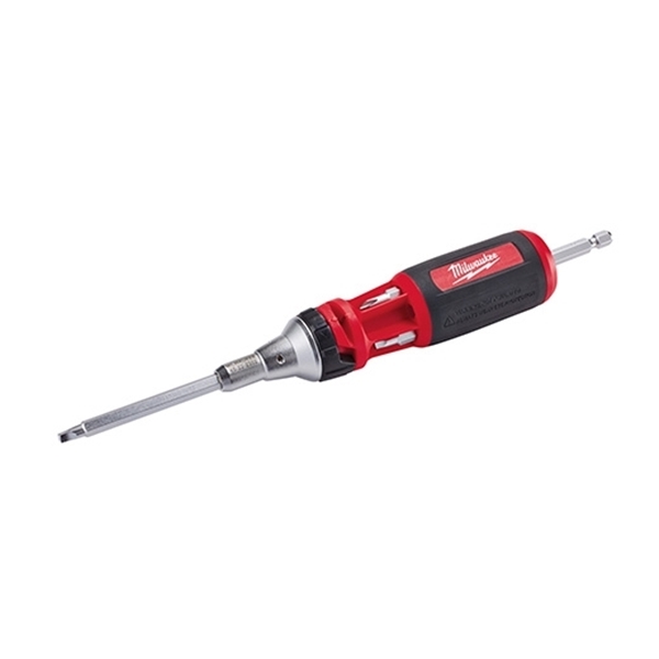 Milwaukee 48-22-2302 Multi-Bit Ratcheting Driver, Square Drive, 9 in OAL, Rubber Handle, Screwdriver Handle