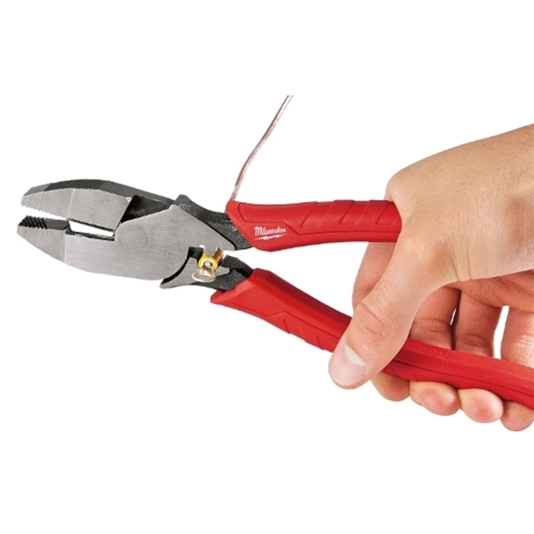 Milwaukee 48-22-6100 Lineman's Plier with Crimper, 9 in OAL, 1.77 in Cutting Capacity, Red Handle, Comfort-Grip Handle - 2