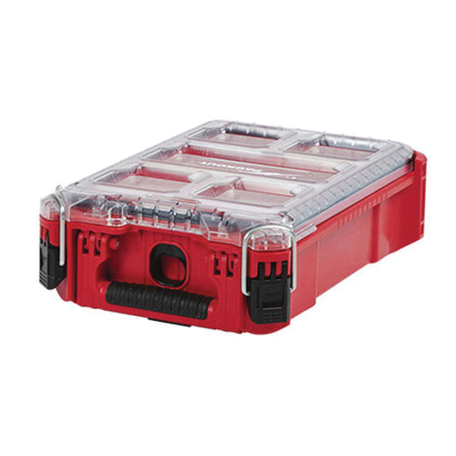 PACKOUT 48-22-8435 Organizer, 75 lb, 9.8 in L, 15.2 in W, 4.6 in H, 5-Compartment, Plastic, Red