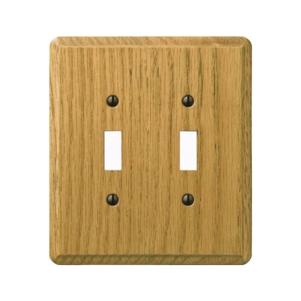901TTL Switch Wallplate, 5-3/8 in L, 4-7/8 in W, 2 -Gang, Oak, Wood