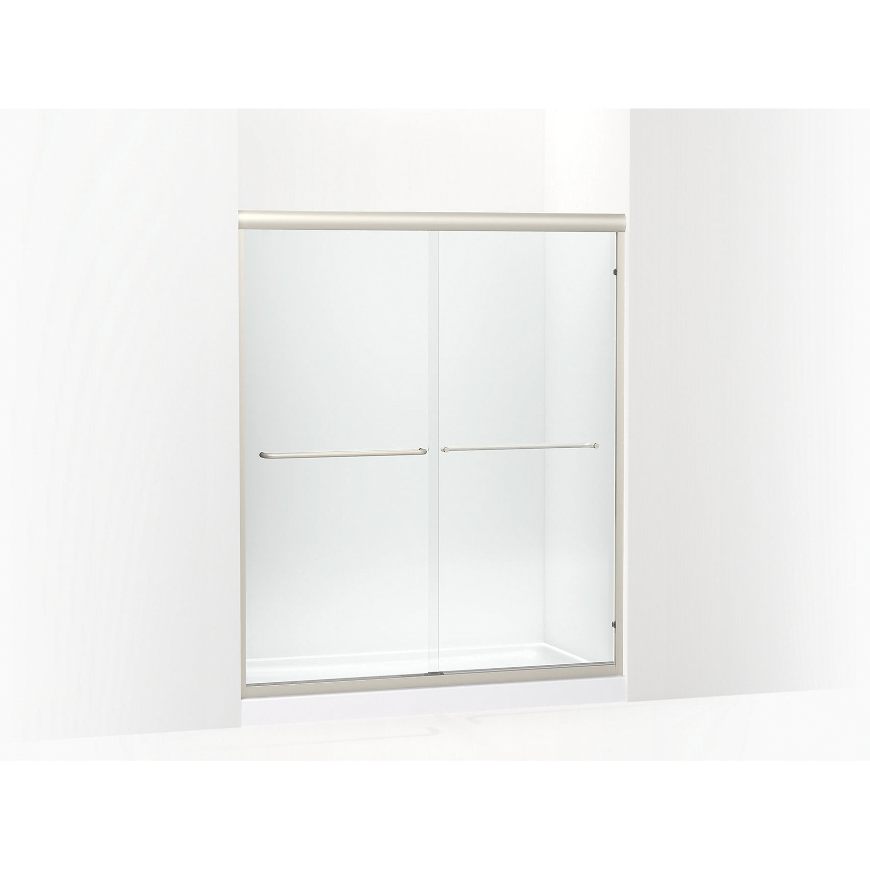 Finesse Series 5475-59N-G05 Shower Door, 54-5/8 to 59-5/8 in W Opening, Clear Glass, Tempered Glass