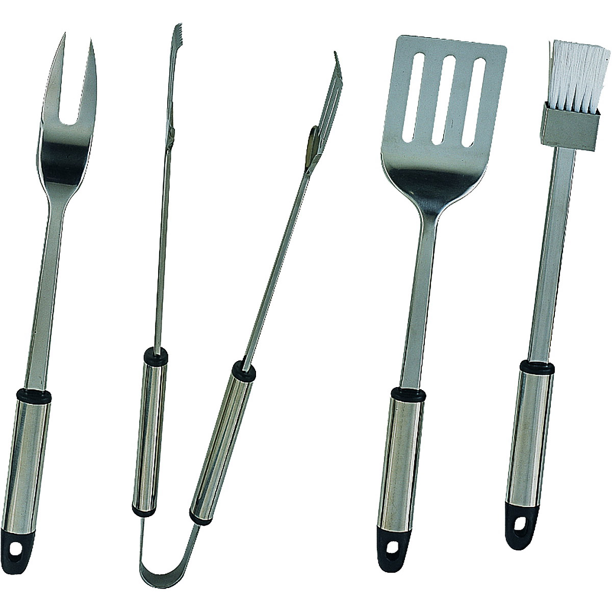 Q-430A3L Barbecue Tool Set with Handle and Hanger, 1.5 mm, Stainless Steel Blade, Stainless Steel, Straight Handle