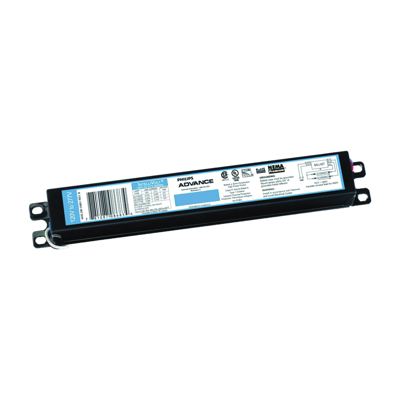 Optanium Series IOP2P59N35I Electronic Ballast, 120/277 V, 111 to 113 W, 2-Lamp