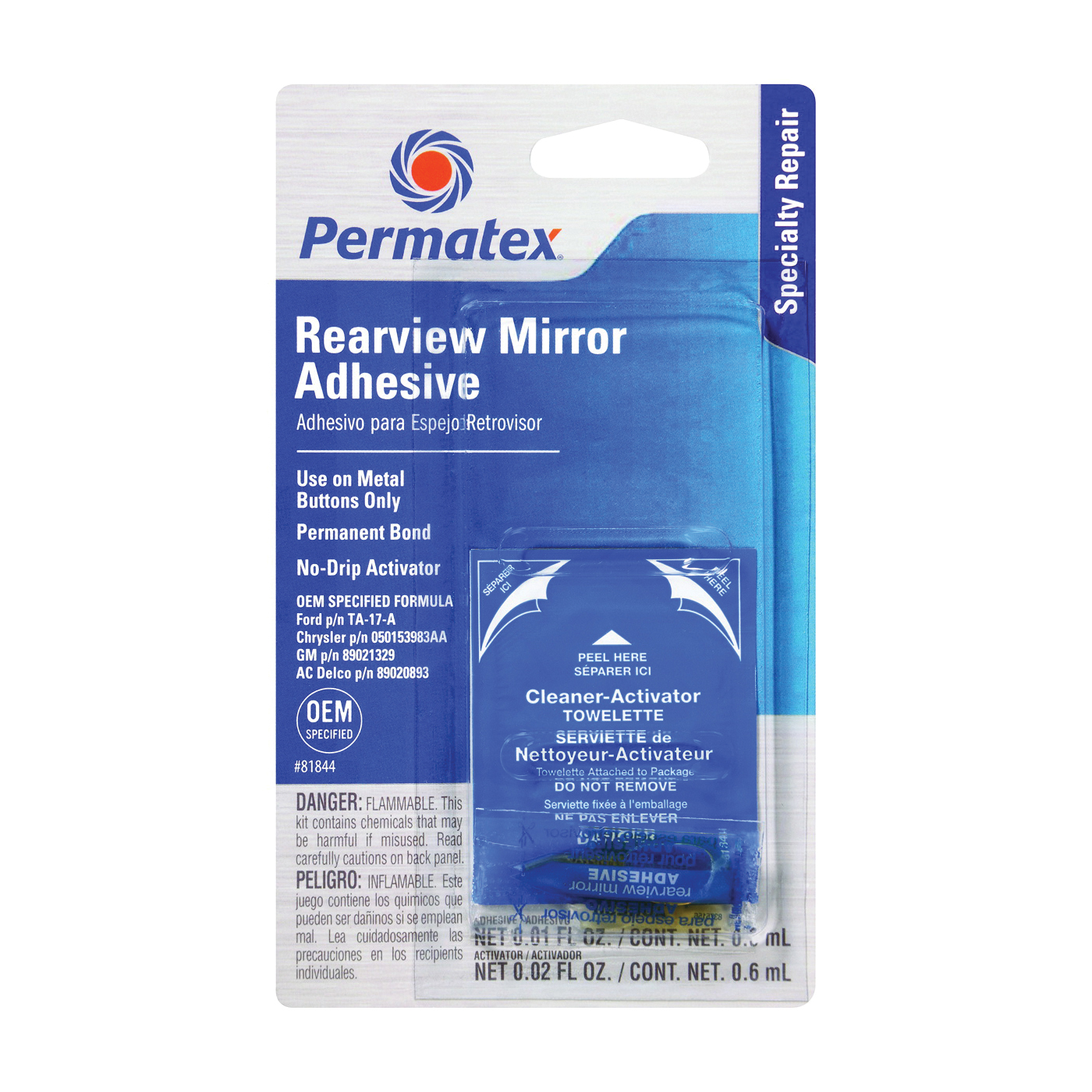 81844 2-Part Rear View Mirror Adhesive, Liquid, Irritating, Yellow