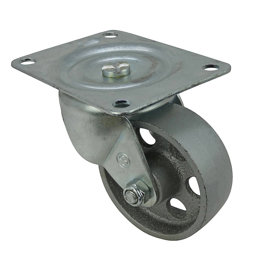 9780 Swivel Caster, 3 in Dia Wheel, 1-1/8 in W Wheel, Iron Wheel, Silver, 250 lb