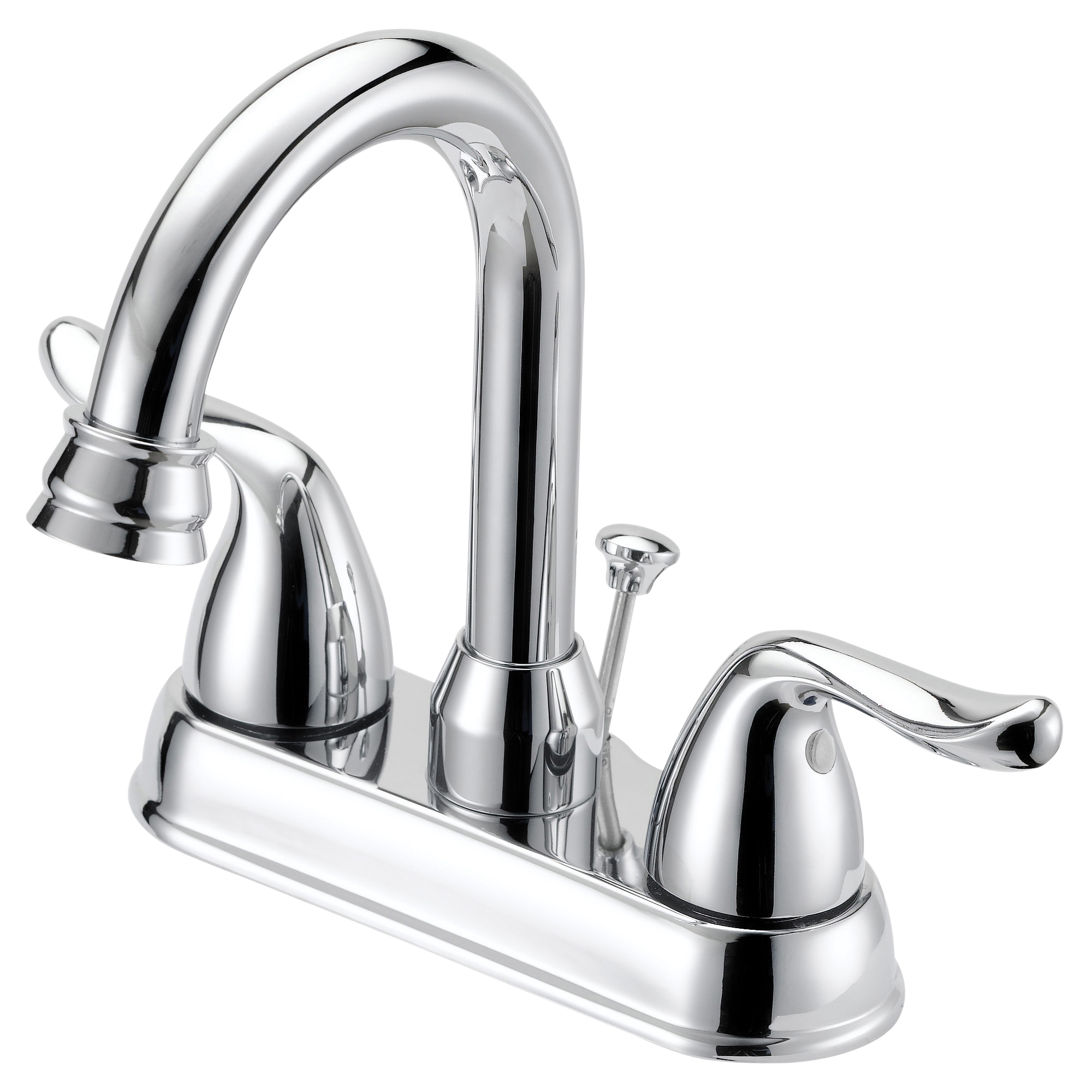 TQ-5111080CP Lavatory Faucet, 1.2 gpm, 2-Handle, 3-Faucet Hole, Metal/Plastic, Chrome, Lever Handle