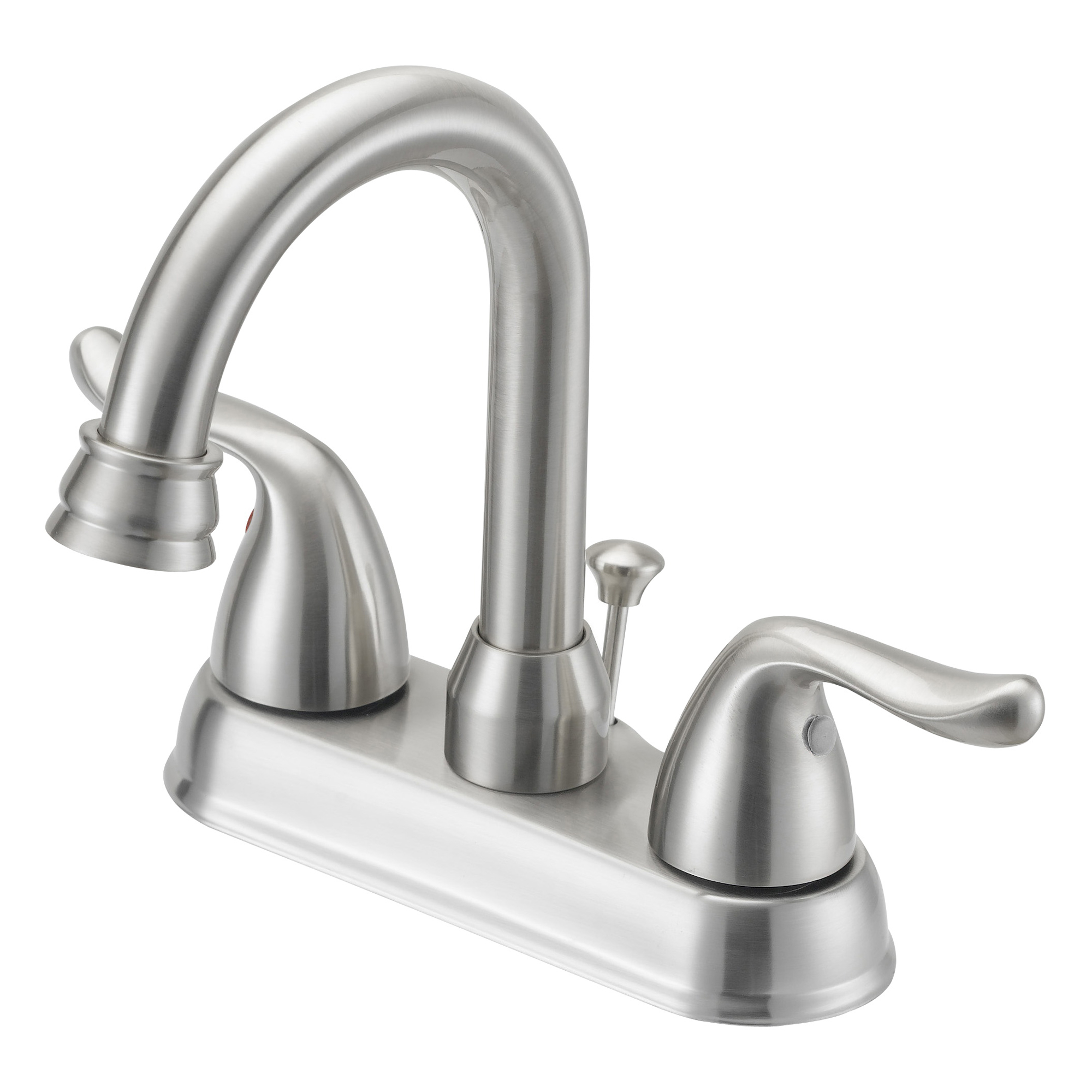 TQ-5111080NP Lavatory Faucet, 1.2 gpm, 2-Handle, 3-Faucet Hole, Metal/Plastic, Brushed Nickel