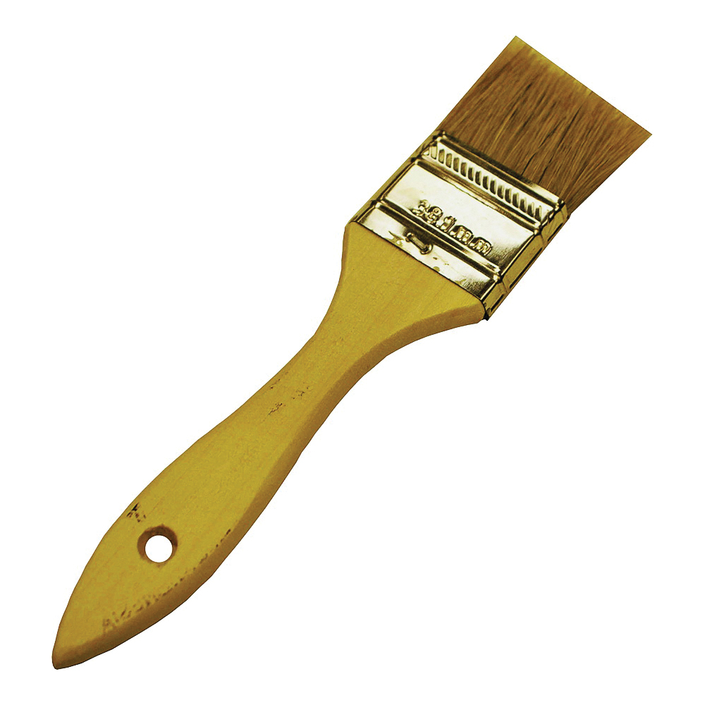 F5117-1 Paint Brush, 1 in W, Flat Brush, 1-1/2 in L Bristle, China Bristle, Plain-Grip Handle