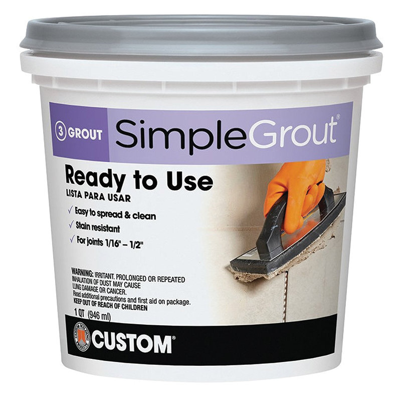 PMG381QT Pre-Mixed Grout, Bright White, 1 qt Pail