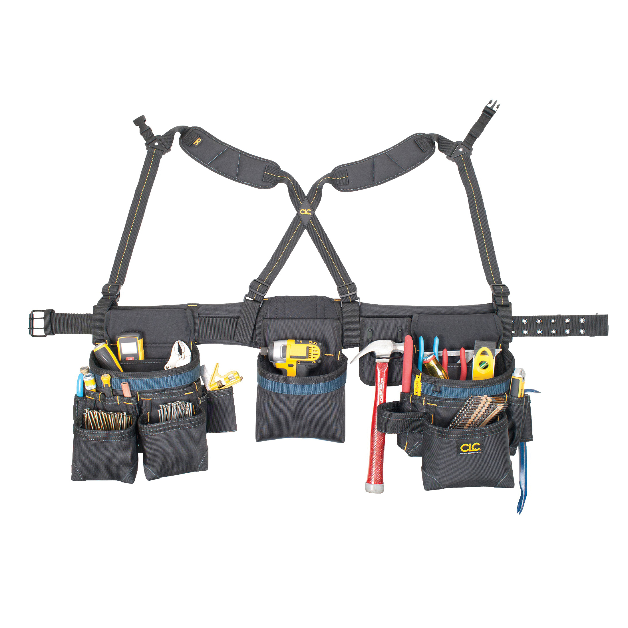 Framing Master Series 2617 6-Piece Framer's Combo Rig Tool Belt, 29 to 46 in Waist, Ballistic Poly Fabric, Black